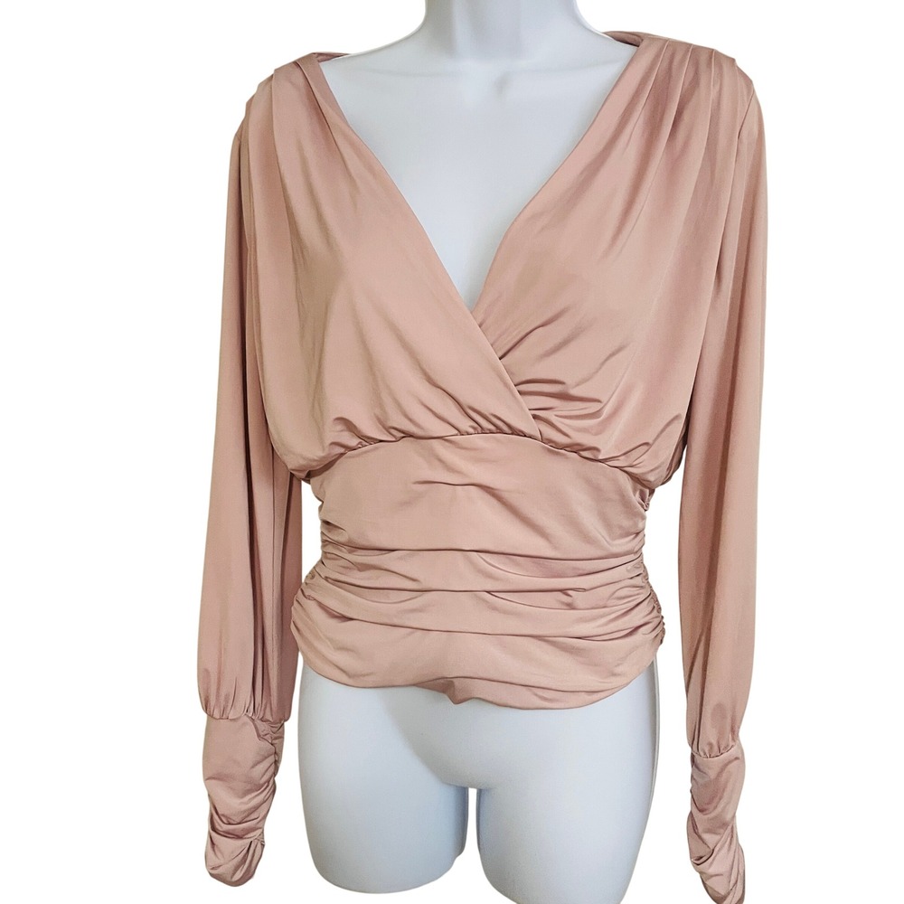 Express Y2K Coquette Ballet Ruched Empire Waist Top S Pink Romantic Minimalist